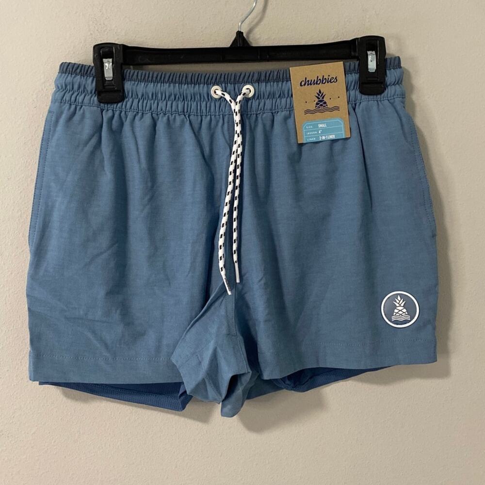 New Chubbies Blue 2-in-1 Lined Swim Trunks 4" Inseam Men's Small